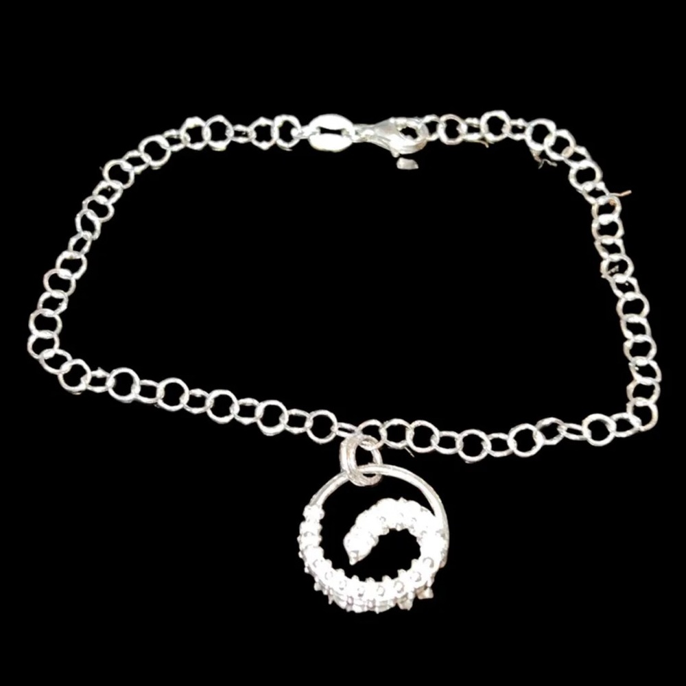 Italian  Sterling Silver Cubic Zirconia CZ Wave Fashion 8” Chain Bracelet
